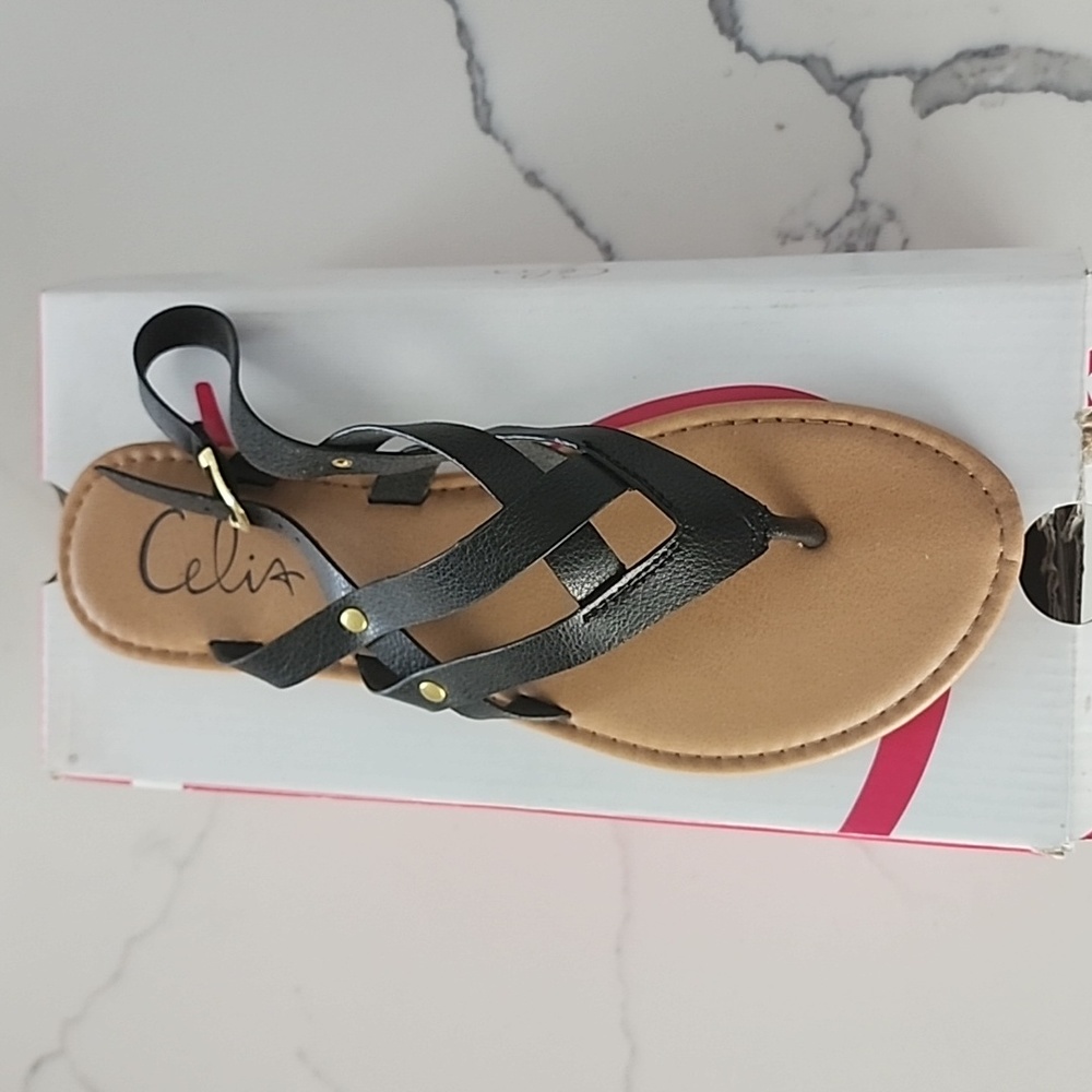Black flat sandals